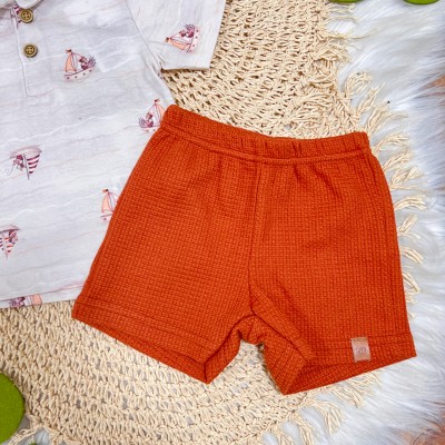 Conj. Camiseta Barcos e Bermuda Canelada - Ferrugem